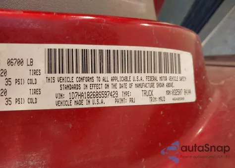 2008 Dodge Ram 1500 Slt z USA, uszkodzony, nr VIN 1D7HA18268S597429